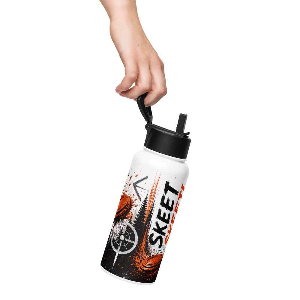 Skeet Skeet - Focus, Aim, Shoot, Repeat 32 oz Insulated Stainless Steel Water Bottle with Straw Lid