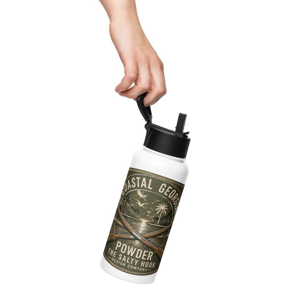 Coastal Georgia Powder – Olive 32 oz Insulated Stainless Steel Water Bottle with Straw Lid