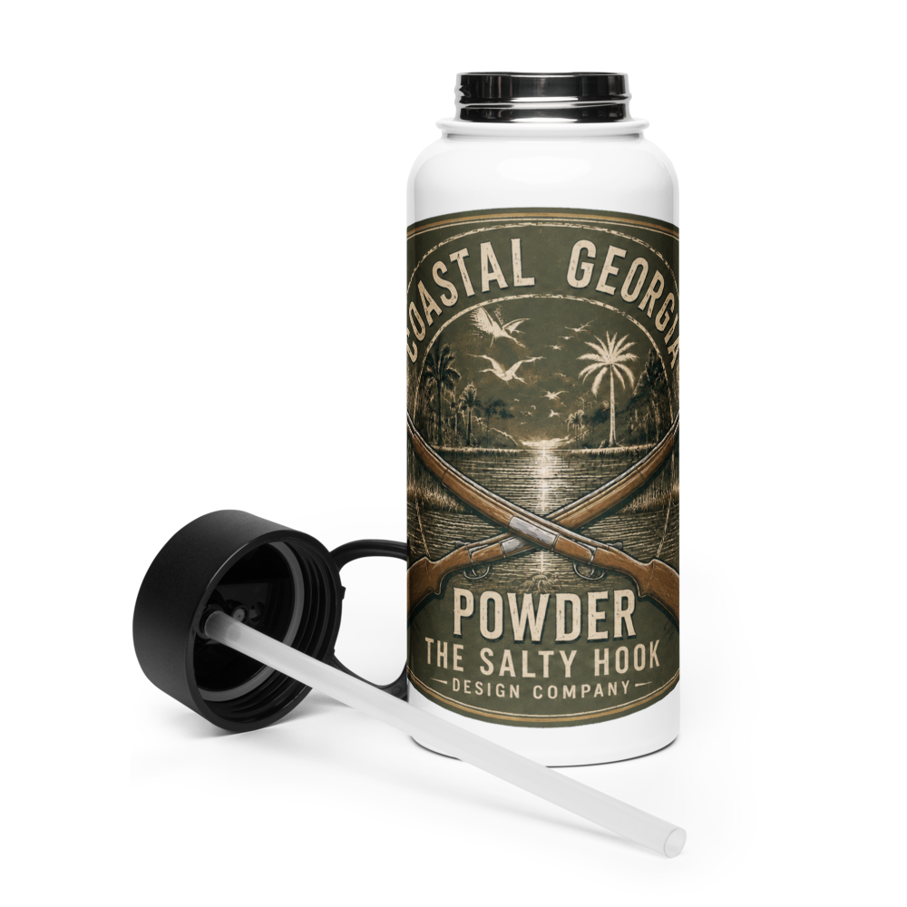 Coastal Georgia Powder – Olive 32 oz Insulated Stainless Steel Water Bottle with Straw Lid