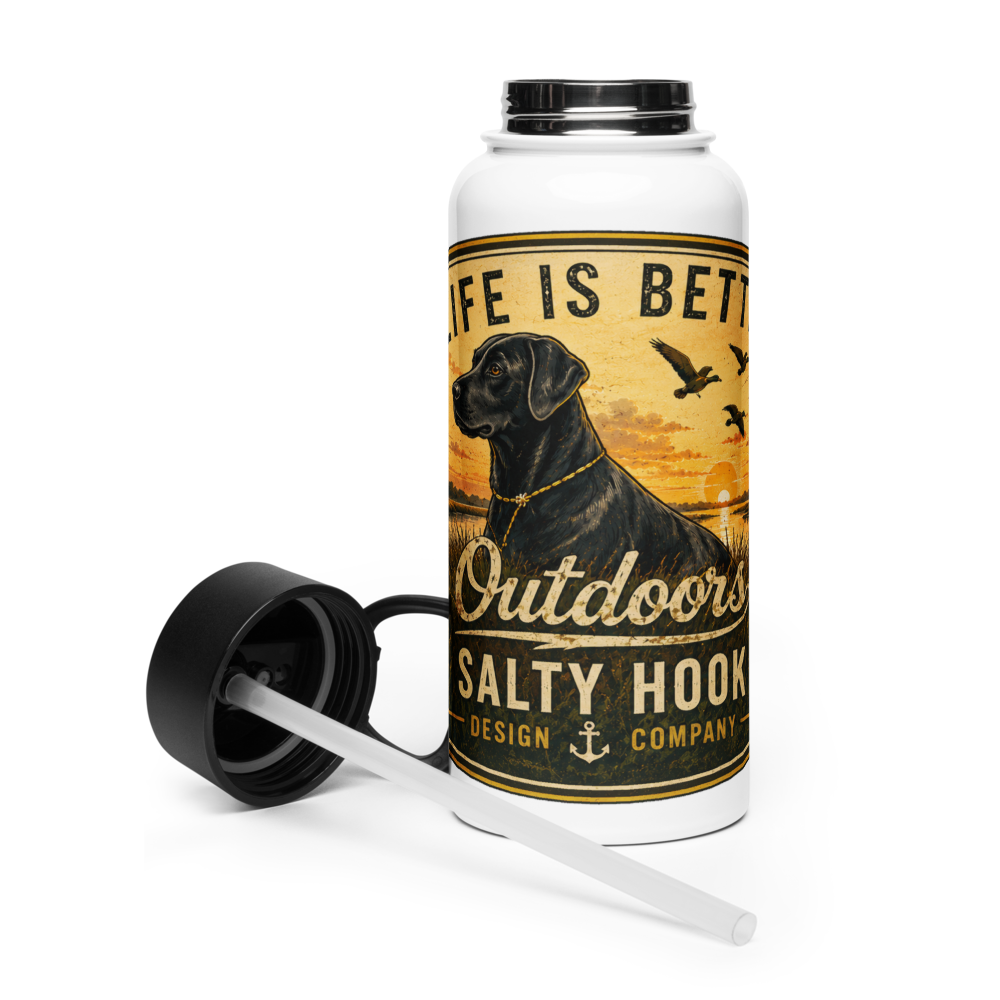 Life is Better Outdoors 32 oz Insulated Stainless Steel Water Bottle with Straw Lid