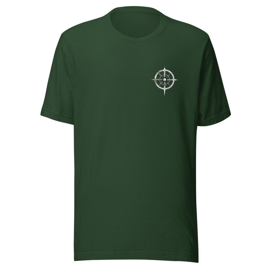 Focus. Aim. Shoot. Repeat. Unisex t-shirt with Red Lettering